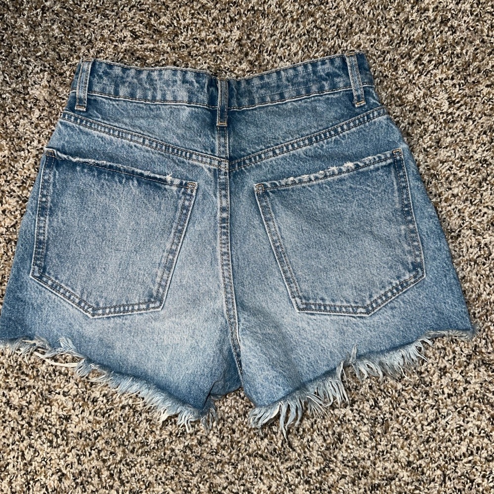 Zara High Waisted Denim Distressed Shorts - Picture 12 of 13